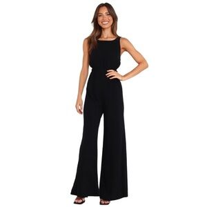 Petal & Pup | Black Linen Sleeveless Jumpsuit